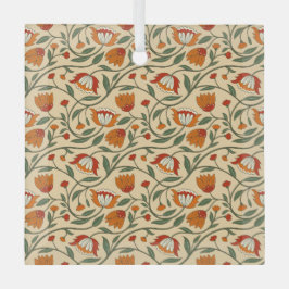 Seamless floral pattern in beige background ガラスオーナメント