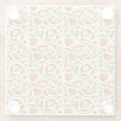 Seamless floral pattern in beige background ガラスコースター (裏面)