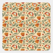 Seamless floral pattern in beige background スクエアシール (正面)