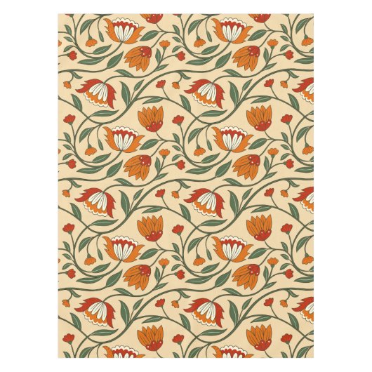 Seamless floral pattern in beige background テーブルクロス (正面)