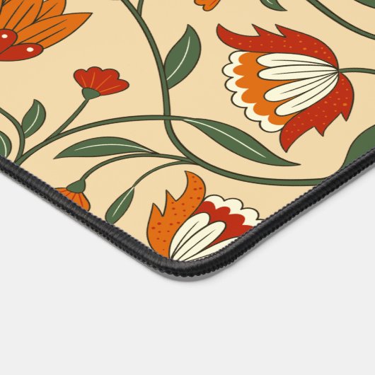 Seamless floral pattern in beige background デスクマット (コーナー)