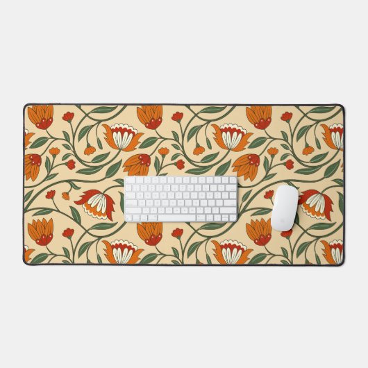 Seamless floral pattern in beige background デスクマット (キーボード&マウス)