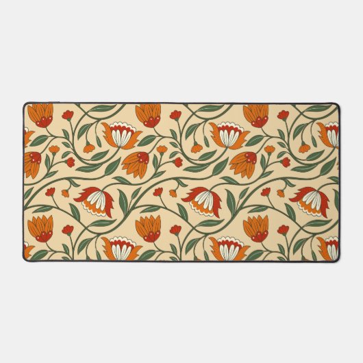 Seamless floral pattern in beige background デスクマット (正面)