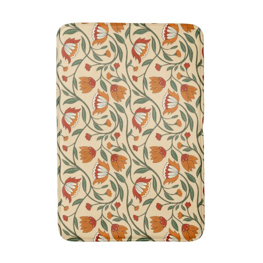 Seamless floral pattern in beige background バスマット (正面縦)