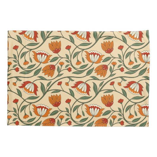 Seamless floral pattern in beige background 枕カバー (裏面-左)