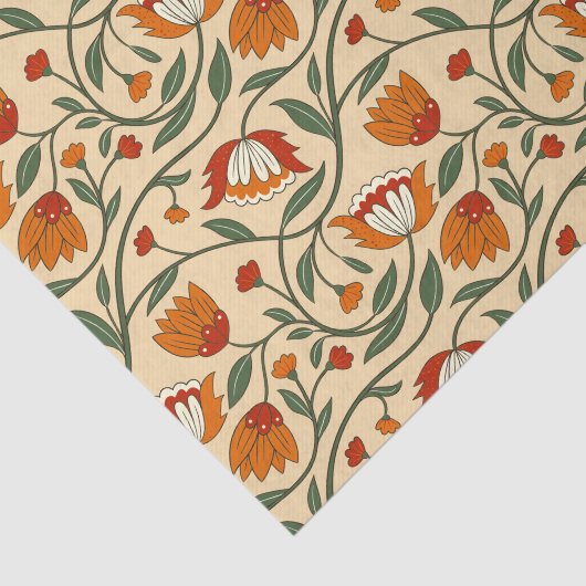 Seamless floral pattern in beige background 薄葉紙 (詳細)