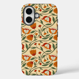 Seamless floral pattern in beige background iPhone 16ケース