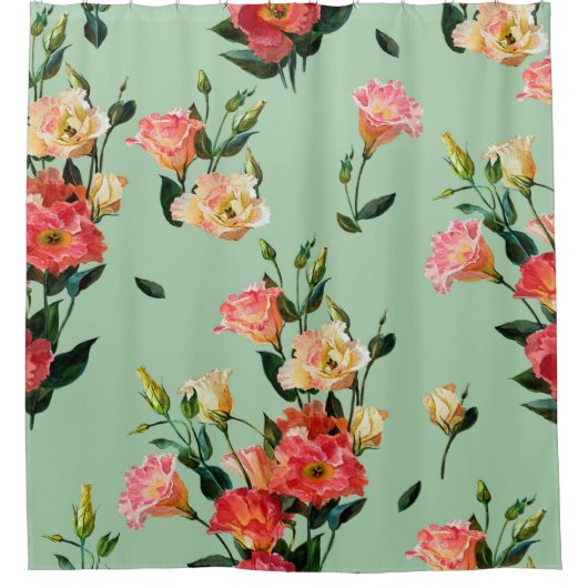 Seamless floral pattern in victorian style. Bouque シャワーカーテン (正面)