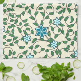 Seamless floral pattern on beige background キッチンタオル