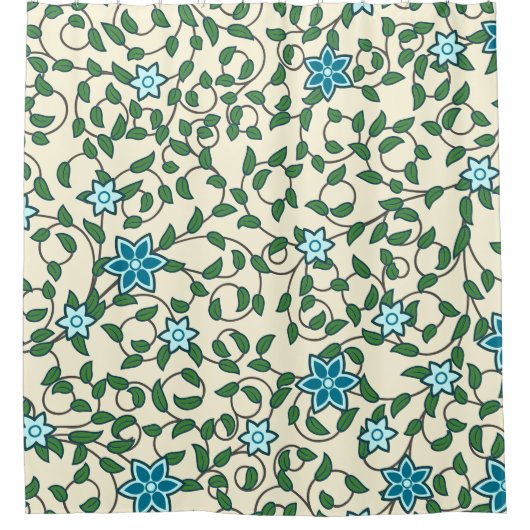 Seamless floral pattern on beige background シャワーカーテン (正面)