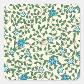 Seamless floral pattern on beige background スクエアシール (正面)