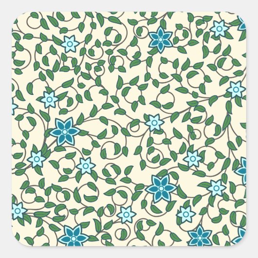 Seamless floral pattern on beige background スクエアシール (正面)