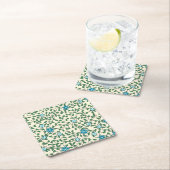 Seamless floral pattern on beige background スクエアペーパーコースター (インサイチュ)