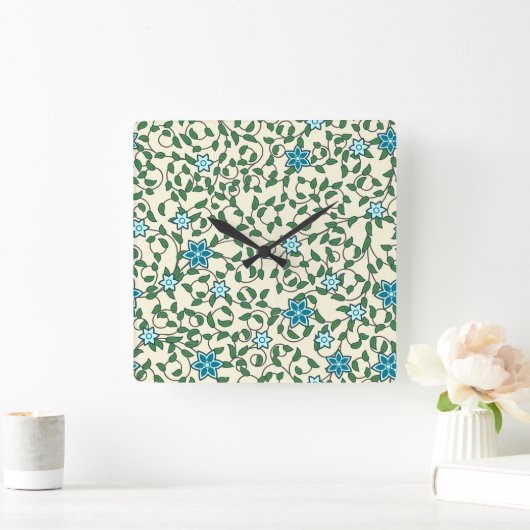 Seamless floral pattern on beige background スクエア壁時計 (ホーム)