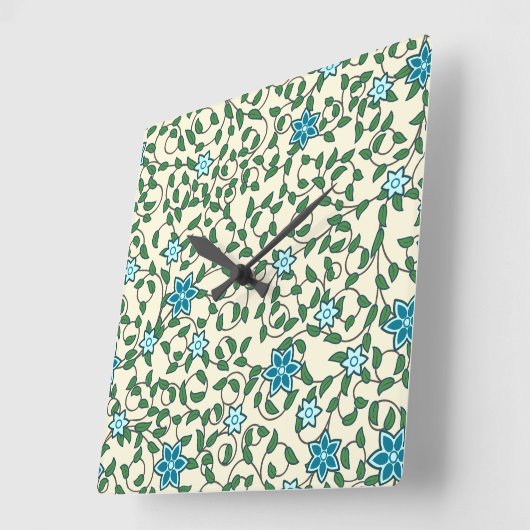 Seamless floral pattern on beige background スクエア壁時計 (傾斜)