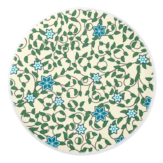 Seamless floral pattern on beige background セラミックノブ (正面)