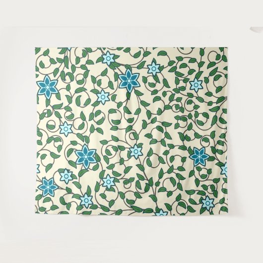 Seamless floral pattern on beige background タペストリー (正面(横))