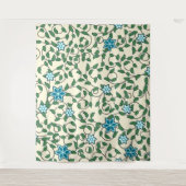 Seamless floral pattern on beige background タペストリー (正面)