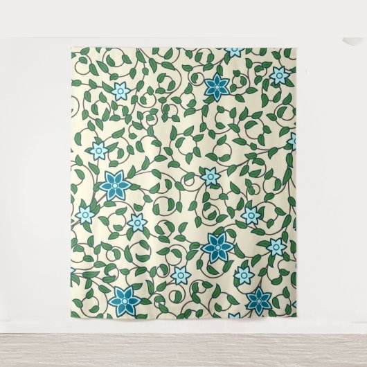 Seamless floral pattern on beige background タペストリー (正面)