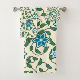 Seamless floral pattern on beige background バスタオルセット