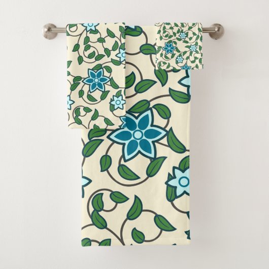 Seamless floral pattern on beige background バスタオルセット (インサイチュ)