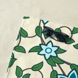 Seamless floral pattern on beige background ビーチタオル
