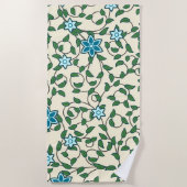 Seamless floral pattern on beige background ビーチタオル (正面)
