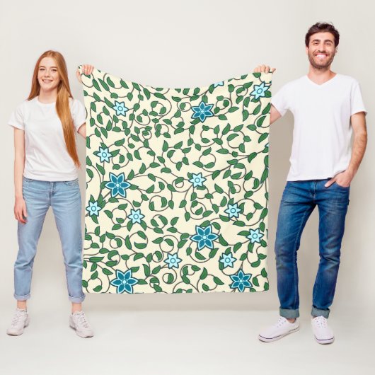 Seamless floral pattern on beige background フリースブランケット (インサイチュ)