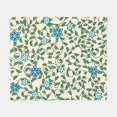 Seamless floral pattern on beige background フリースブランケット (正面(横))