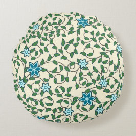 Seamless floral pattern on beige background ラウンドクッション