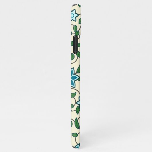 Seamless floral pattern on beige background iPhoneケース (右側)