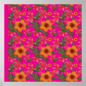 Seamless Floral Pattern Red Flowers Cute Botanical ポスター (正面)