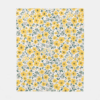 Seamless floral pattern,  Small yellow flowers. Wh フリースブランケット