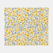 Seamless floral pattern,  Small yellow flowers. Wh フリースブランケット (正面(横))