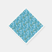 Seamless Floral Pattern: White and Gold on Blue スタンダードカクテルナプキン (角)