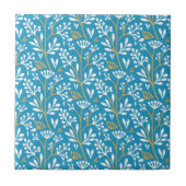 Seamless Floral Pattern: White and Gold on Blue タイル (正面)