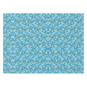 Seamless Floral Pattern: White and Gold on Blue テーブルクロス (正面(横))