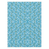 Seamless Floral Pattern: White and Gold on Blue テーブルクロス (正面)