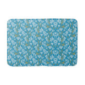 Seamless Floral Pattern: White and Gold on Blue バスマット (正面)