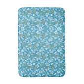 Seamless Floral Pattern: White and Gold on Blue バスマット (正面縦)