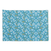 Seamless Floral Pattern: White and Gold on Blue 枕カバー (裏面-右)