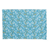 Seamless Floral Pattern: White and Gold on Blue 枕カバー (正面左)