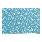 Seamless Floral Pattern: White and Gold on Blue 枕カバー (正面右)