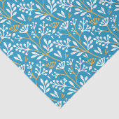 Seamless Floral Pattern: White and Gold on Blue 薄葉紙 (詳細)