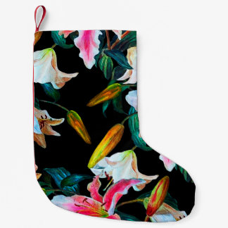 Seamless floral pattern. White and pink lily on a  スモールクリスマスストッキング