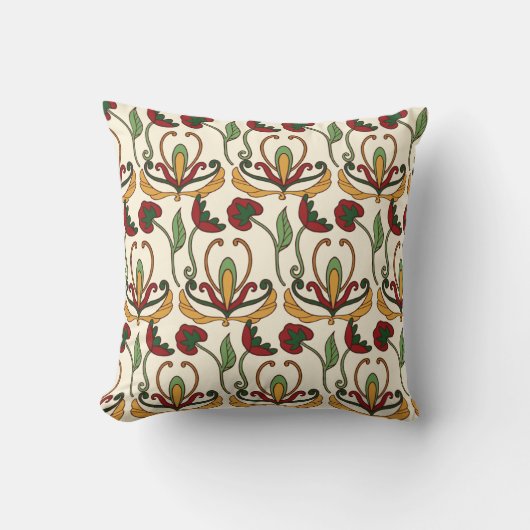 Seamless floral pattern with red and yellow  クッション (正面)