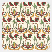 Seamless floral pattern with red and yellow  スクエアシール (正面)