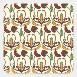 Seamless floral pattern with red and yellow  スクエアシール