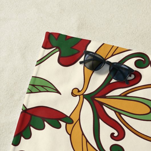 Seamless floral pattern with red and yellow  ビーチタオル (インサイチュ)