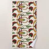 Seamless floral pattern with red and yellow  ビーチタオル (正面)